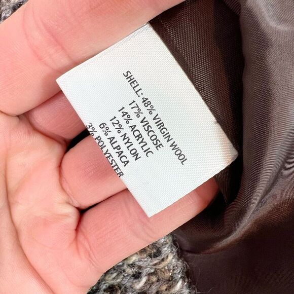 Eileen Fisher Sweater Womens PM Brown Cropped Knit Wool Alpaca Snap Front - Picture 8 of 12